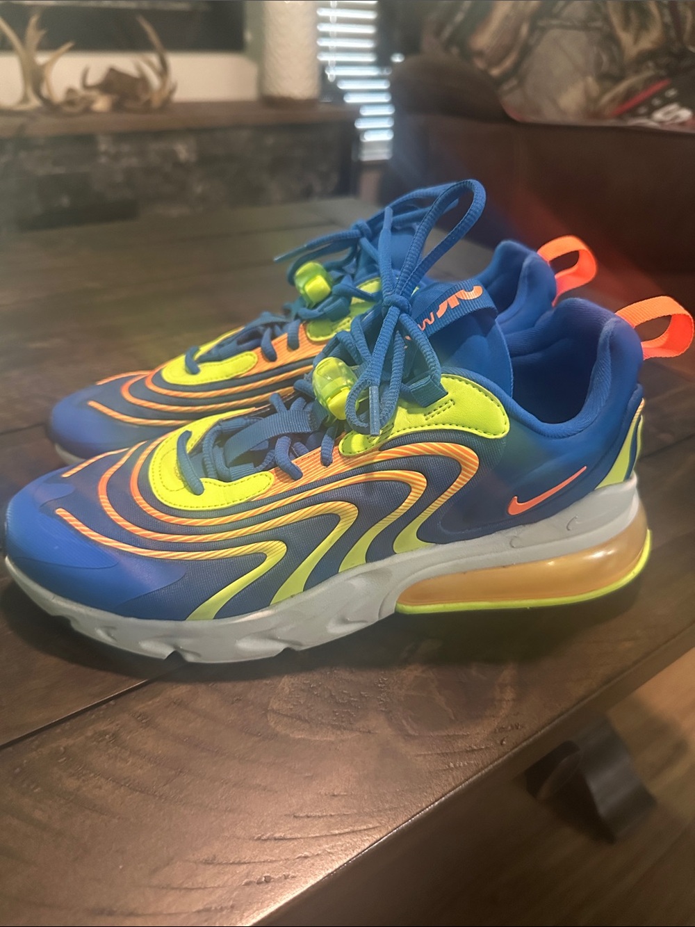 Nike Air Max 270 React - Blue/Neon Orange/Yellow